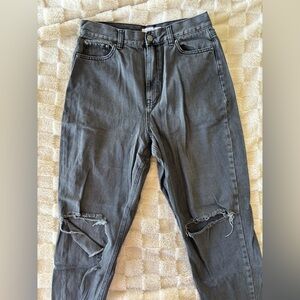 Women's High Rise Distressed Dark Gray Jeans
